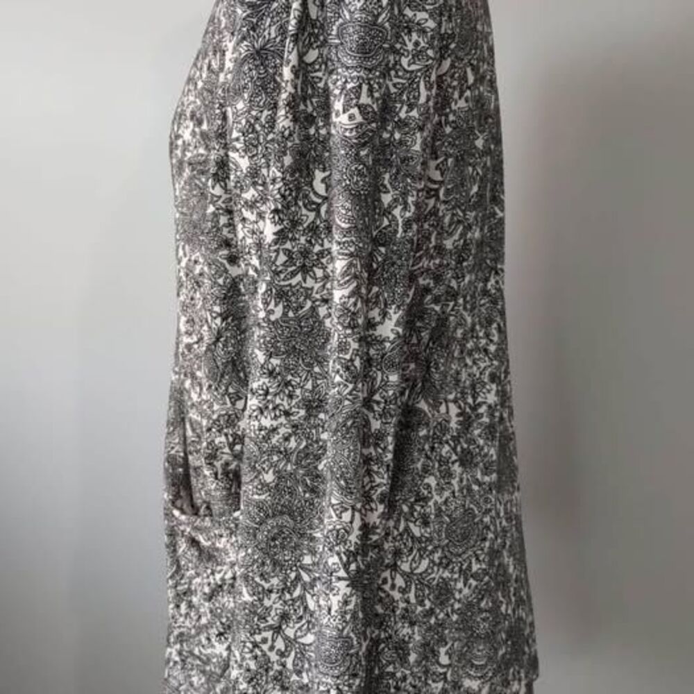 2X Tunic/ Blouse Rafaella Long Sleeve Black & White Floral Print crisscrossC5769 - Picture 3 of 5